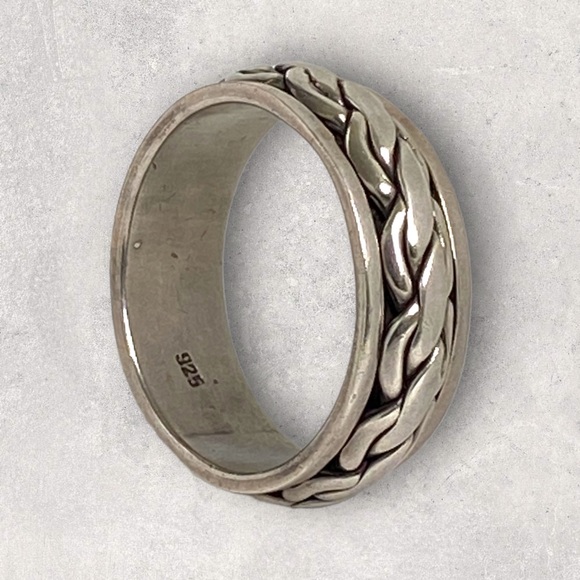 925 Sterling Silver Braided Spinner Ring - Picture 2 of 4